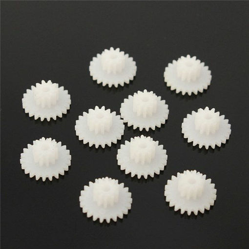 Picture of 10pcs White Gear 2mm DIY Model Toy Motor Shaft Plastic Gear Accessories