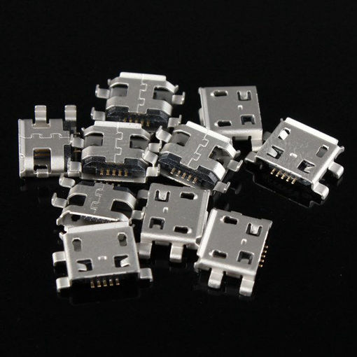 Immagine di 10Pcs Micro USB Type B Female 5Pin Socket 4Legs SMD SMT Soldering Connector