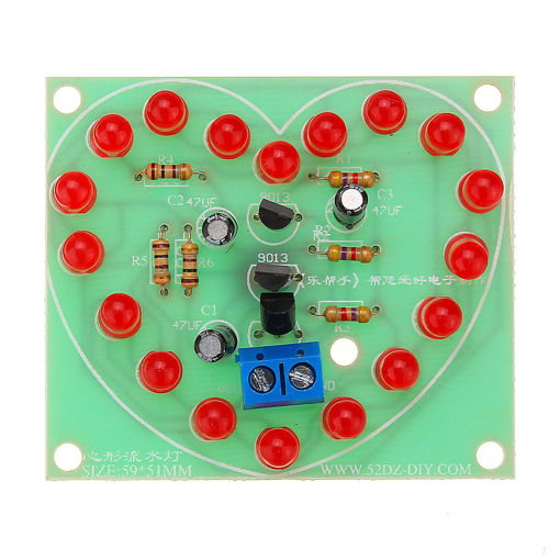 Picture of Assembled Electronic Heart-shaped LED Flash Light Module Board 3-4V 6.1x6.8cm