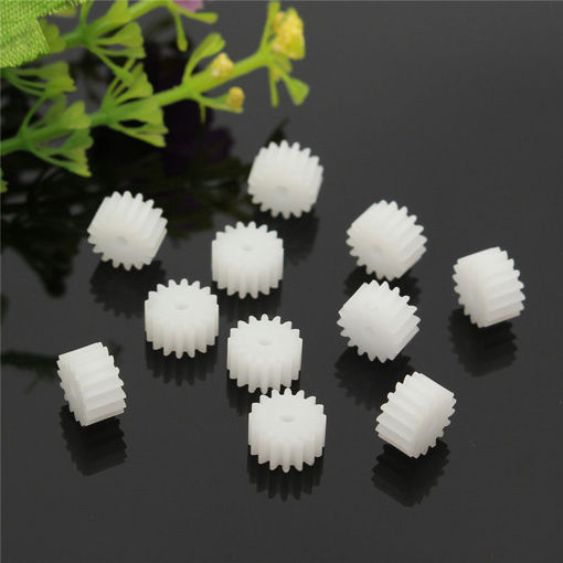 Picture of 10pcs 16Gear 2mm Plastic Accessories Of DIY Model Toy Motor Shaft Gear