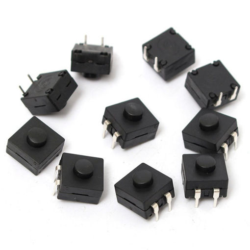 Picture of 10Pcs DIP PCB Mini Latching Tactile Tact Push Button Switch 12x12x9mm
