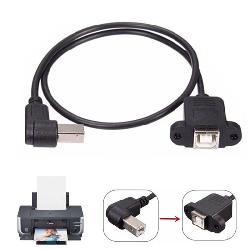 Immagine di 50cm USB 2.0 B Male to USB B Female Socket Printer Panel Mount Extension Cable