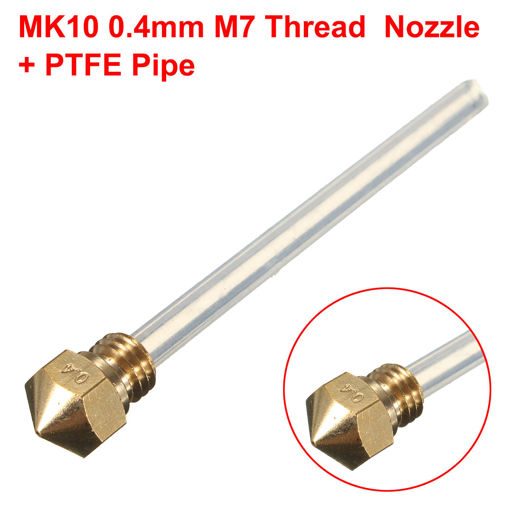 Immagine di 1X MK 10 0.4mm M7 Thread Nozzle + PTFE Pipe For 3D Printer
