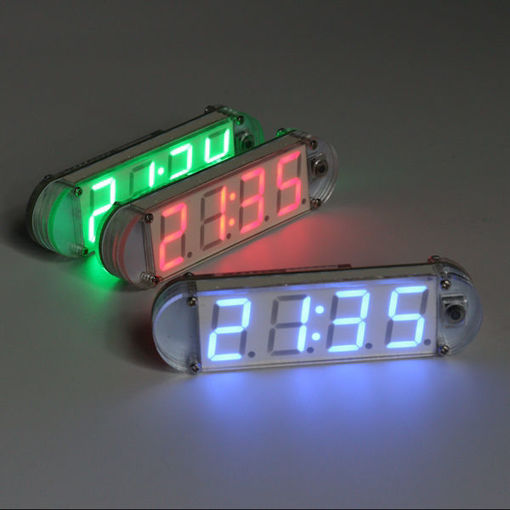 Immagine di DIY Electronic Clock Kit SCM Digital LED Clock Set With Acrylic Shell ATMega328 DIP IC CR22032