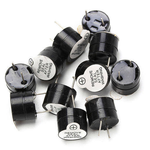 Picture of 10pcs 12V Active Buzzer Electromagnetic SOT Plastic Sealed Tube Long Sound 12mmx9.5mm
