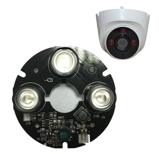 Picture of 3pcs Array IR LED Spot Light 850nm Infrared Board for CCTV Hemisphere Dome Camera 63mm Diameter