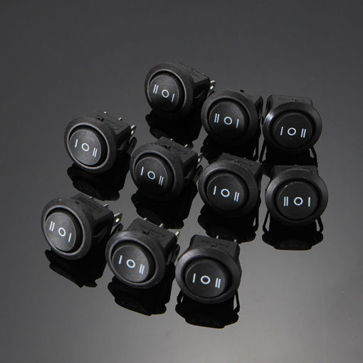 Immagine di 10PCS AC 6A/250V 10A/125V ON/OFF/ON SPDT Round Boat Rocker Switch 3 Position