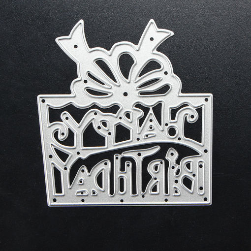 Immagine di Happy Birthday Gift Metal Cutting Dies Stencils DIY Scrapbook Photo Album Paper Card Craft