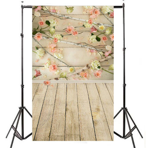 Immagine di 3x5ft Vinyl Wooden Floor Flower Backdrops Photography Studio Props Background