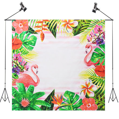 Picture of 5x5FT Flamingo Flower Theme Photography Backdrop Studio Prop Background