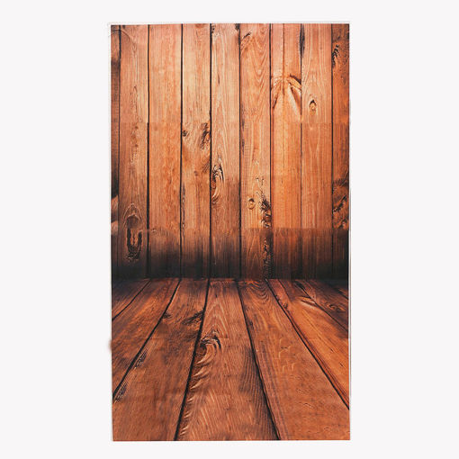 Picture of 3x5FT Vinyl Brown Wood Floor Wall Photography Backdrop Background Studio Prop