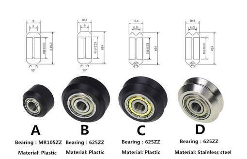 Immagine di 5pcs 625zz V Type Stainless Steel Pulley Concave Idler Gear With Bearing for 3D Printer