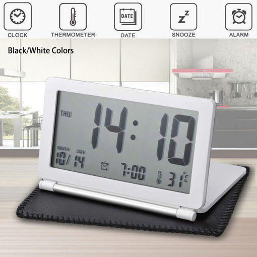 Picture of Electronic Travel Alarm Clock Folding Mute Fashion Portable Temperature Chronograph Travel Clock