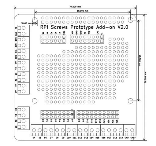 Immagine di Screws Prototype Expansion Board For Raspberry Pi 3B / 2B / B+