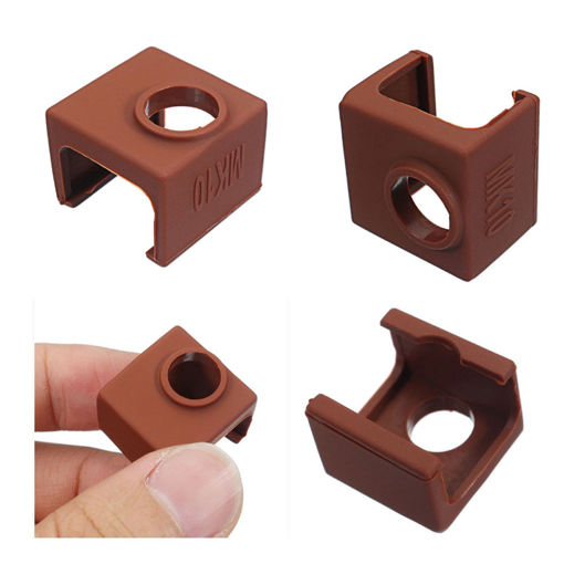 Picture of 5pcs MK10 Coffee Color Silicone Protective Case For Heating Aluminum Block 3D Printer Part Hotend