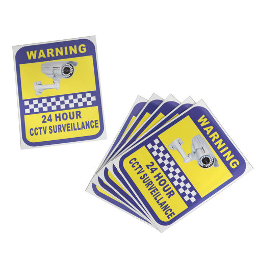 Picture of 6Pcs CCTV Camera Warning Stickers Surveillance Vinyl Decal Video Security Sign