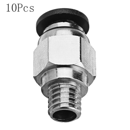 Picture of 10Pcs 4.3mm Bore Pneumatic Connectors PC4-M6 Fit 4mm PTFE Tube Connector Coupling Feed Inlet