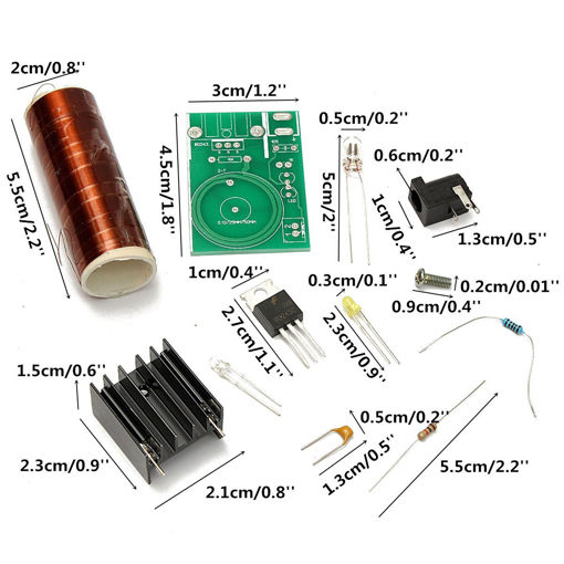 Immagine di DC 12V Mini DIY Tesla Coil Kit Arc Wireless Electric Power Transmission Lighting