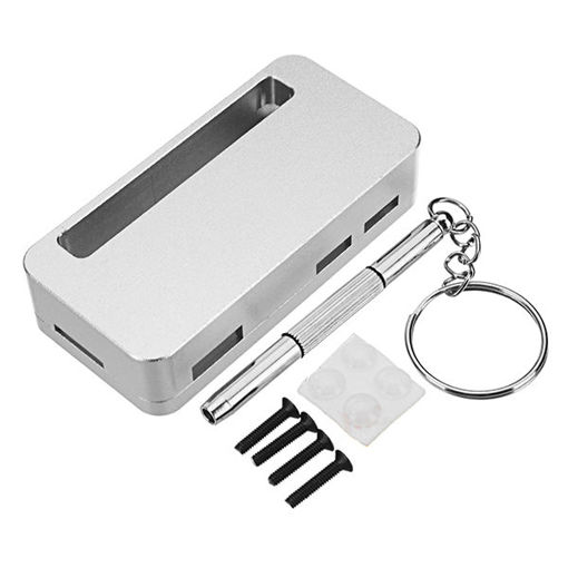 Immagine di Black/Silver Aluminum Alloy Protective Case Enclosure Box With Screwdriver For Raspberry Pi Zero