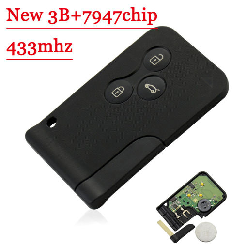 Picture of New Type 3 Buttons 434Mhz PCF7947 Chip Remote  Key Case Smart Key For Renault Megane Scenic 2003-2008