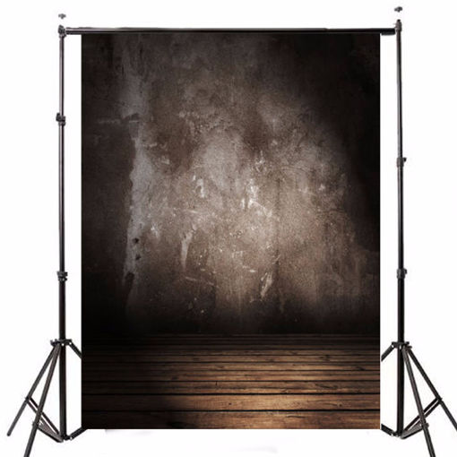 Picture of 5x7FT Vinyl Retro Gray Wall Photography Background Wood Floor Studio Backdrop Props