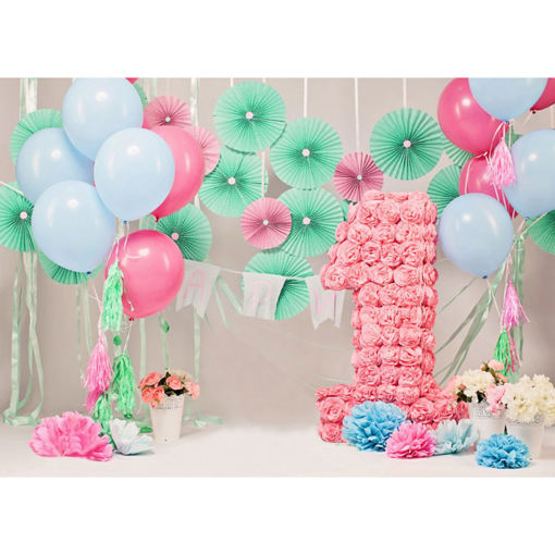 Picture of 5x7FT Vinyl Balloon One Year Old Party Photography Backdrop Background Studio Prop