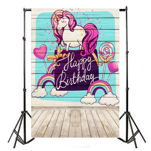 Picture of 5x7ft Happy Birthday Lollipop Unicorn Photography Backdrop Studio Prop Background