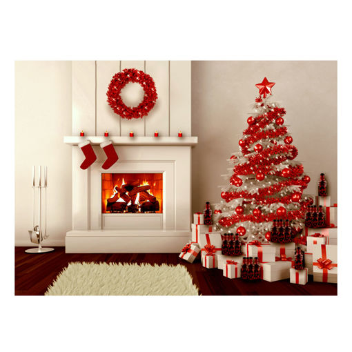 Immagine di 5x7ft Vinyl Christmas Tree Fireplace Gifts Stocking Background Photography Studio Backdrop