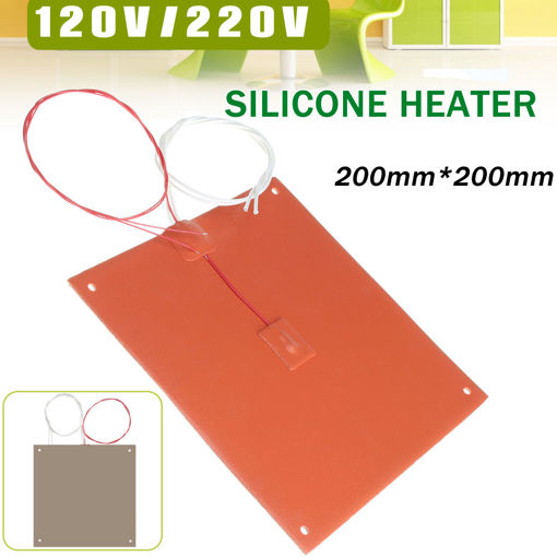 Picture of 200x200mm 120v/220v 200W Silicone Heated Bed Heating Pad With Hole For 3D Printer