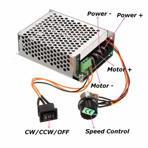 Immagine di 10-50V 40A PWM DC Motor Speed Controller Regulator CW CCW Reversible Pulse Driver