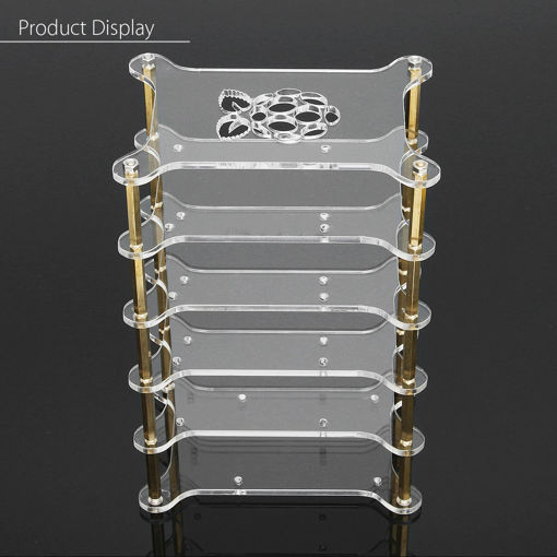 Immagine di Clear Acrylic 5 Layer Cluster Case Shelf Stack For Raspberry Pi 3/2 B and B+