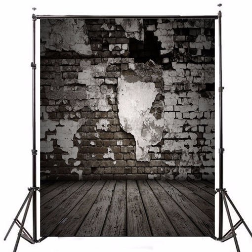 Immagine di 5x7FT Wooden Brick Theme Photography Background Vinyl Fabric Studio Backdrop 1.5x2.1m