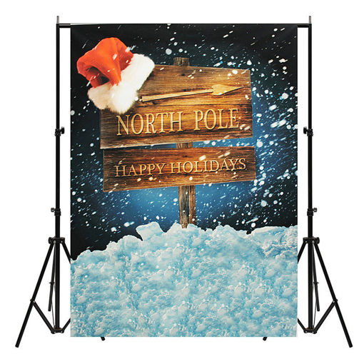 Picture of 5x7ft Christmas North Pole Santa Hat Thin Vinyl Photography Backdrop Background Studio Photo Props