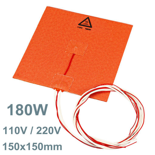 Immagine di 110V/220V 180w 150*150mm Silicone Heated Bed Heating Pad for 3D Printer with NTC 100K &   Glue