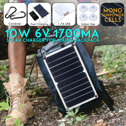 Immagine di 10W 6V 1700mA 260x140x2.5mm Slim & Light Solar Panel Support USB Charge for Outdoor Working