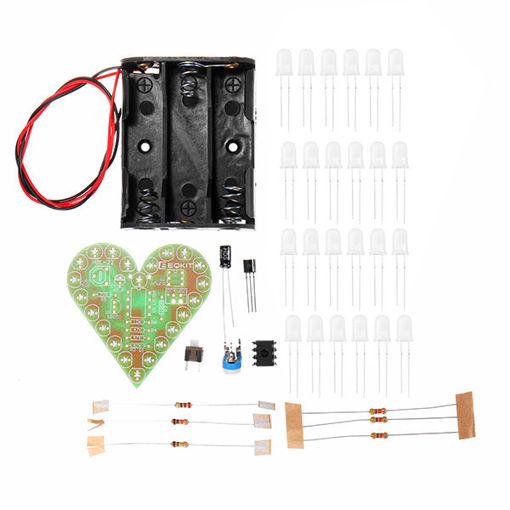 Picture of 10Pcs Heart Shaped Red Light Kit DIY Breathing Light Parts DC4-6V Speed Adjustable