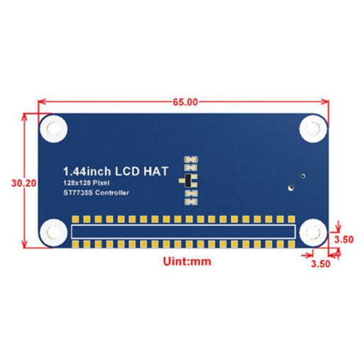 Immagine di 1.44Inch 128x128 Pixels SPI Interface LCD Display HAT for Raspberry Pi