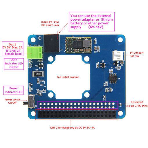 Immagine di Programmable Smart Temperature Control Fan and Power Expansion Board For Raspberry Pi