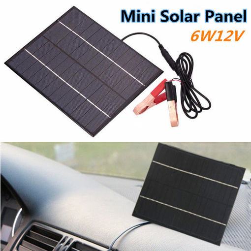 Immagine di Portable 12V 6W DIY Monocrystalline Silicon Solar Panel With Crocodile Clip