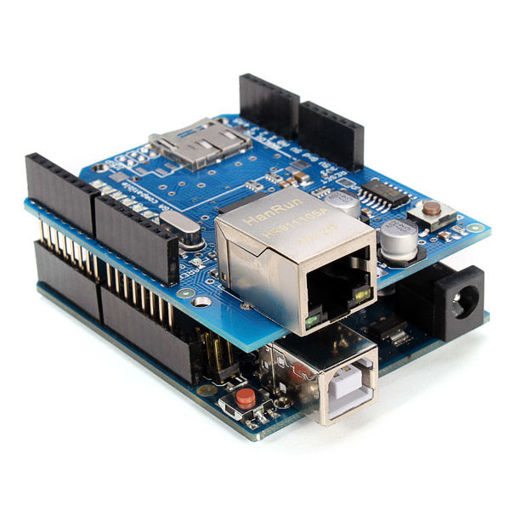 Picture of Geekcreit UNO R3 USB Development Board With Ethernet Shield W5100 Kit For Arduino