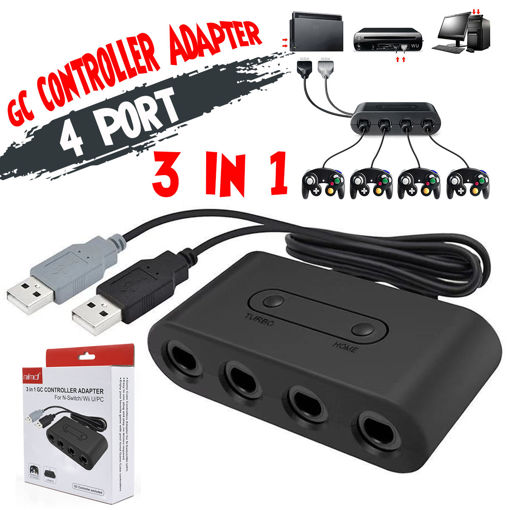 Immagine di 4 Port Gamecube NGC USB Converter Game Controller Adapter For Nintendo Switch Gamepad Wii U PC