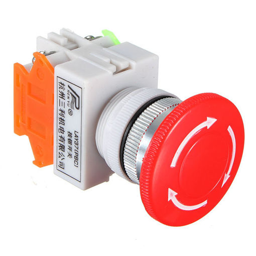 Picture of 10pcs N/O N/C Emergency Stop Switch Push Button Mushroom 4 Screw Terminals