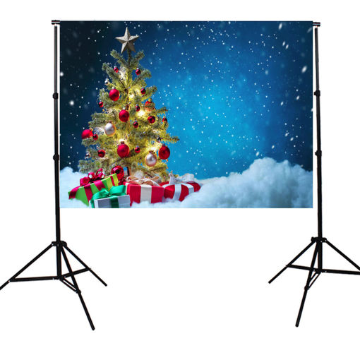 Immagine di 7x5FT Christmas Theme Blue Photo Backdrop Vinyl Fabric Studio Photography Background
