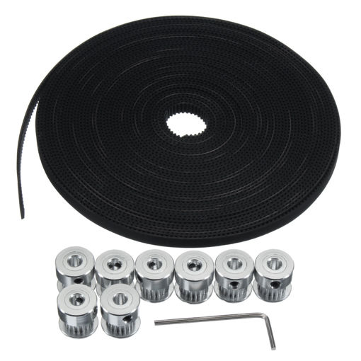 Picture of 10M GT2 Timing Belt 6mm Wide + 10x Pulley + L Shape Wrench For 3D printer CNC RepRap