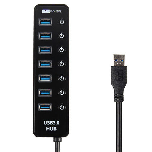 Immagine di 7 Ports USB 3.0 Hub Splitter LED Adapter Charging Port Switch