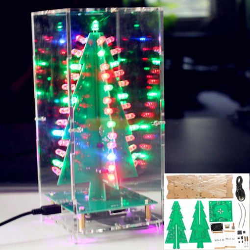 Immagine di Christmas Tree With MP3 Function Colorful RGB DIY LED Flash Kit With Transparent Cover