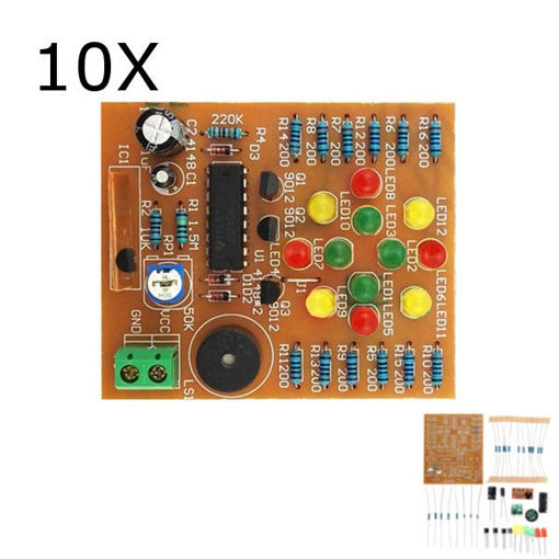 Immagine di 10Pcs DIY CD4060 Music LED Light Kit Electronic Training DC 3V-5V