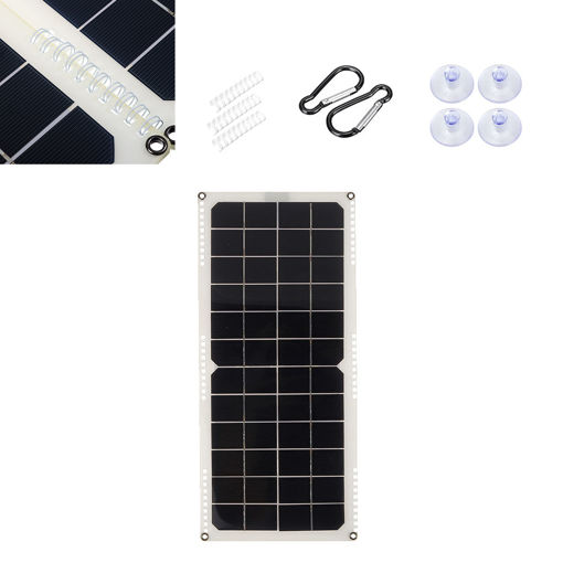 Picture of 10W 14V Monocrystalline Silicon Semi-flexible Solar Panel with 3 x Spring Suppport 5V Single USB + 12V DC Rear Junction Box