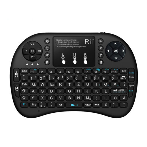 Immagine di RII Mini I8 Plus White Backlit German 2.4G Wireless Mini Keyboard Touchpad Air Mouse