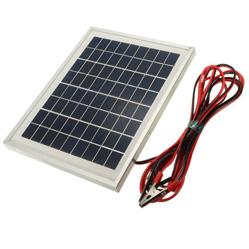 Picture of 12V 5W 25.5 x 19 x 1.5CM PolyCrystalline Solar Panel With Alligator Clip Wire